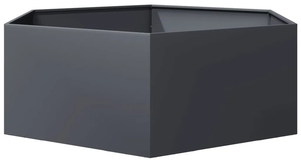 Vaso/floreira de jardim hexagonal 138x120x45 cm aço antracite