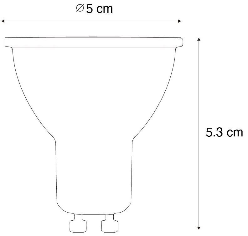 Conjunto de 5 lâmpadas LED GU10 reguláveis 50mm Honey Rate 6W 400 lm 3000K