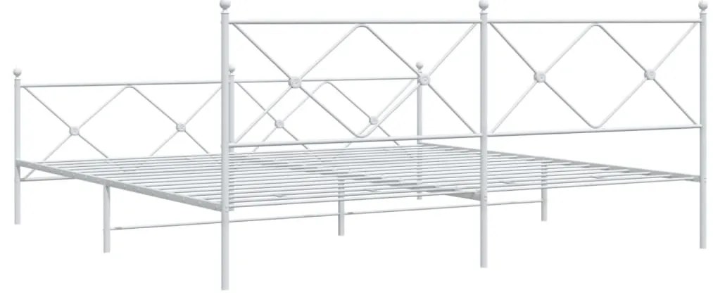 Estrutura de cama com cabeceira e pés 200x200 cm metal branco