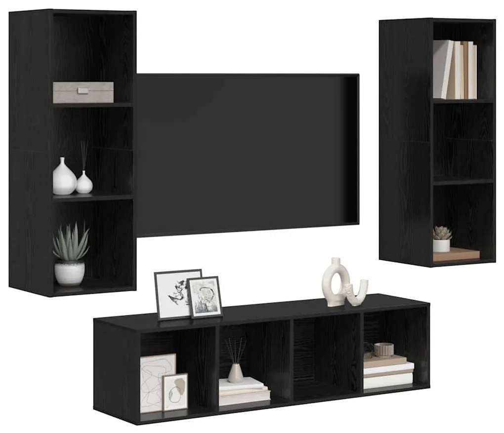 Conjunto de Estantes para TV 3 pcs Carvalho preto