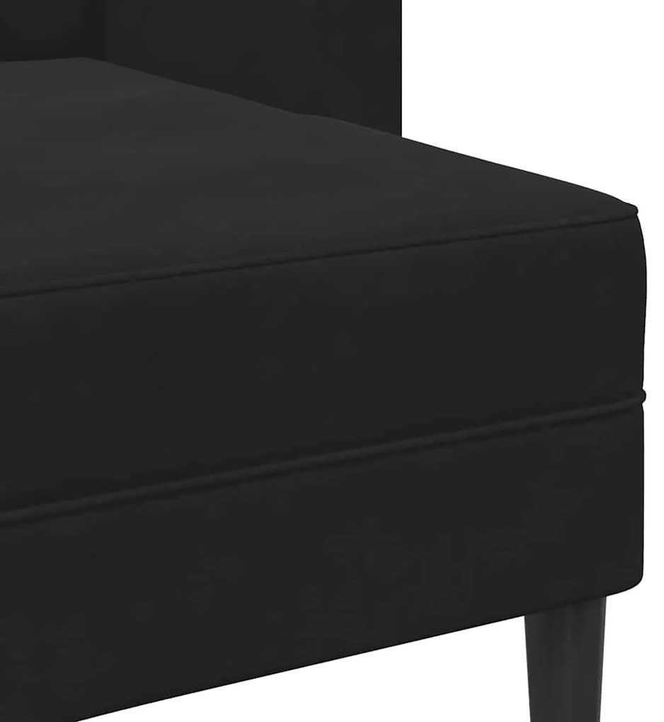 Sofá 2 lugares com Chaise em L 125 cm veludo preto