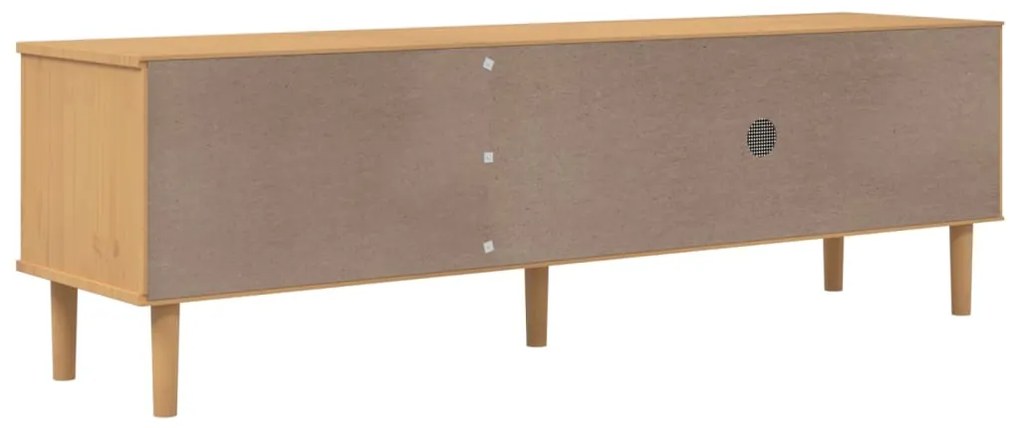 Móvel de TV SENJA aspeto vime 158x40x49cm pinho maciço castanho