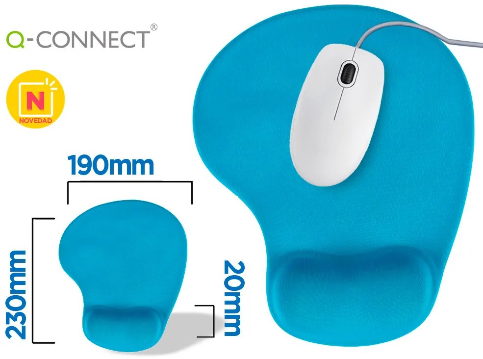 Tapete para Rato Q-Connect com Apoio de Pulsos de Gel Cor Turquesa
