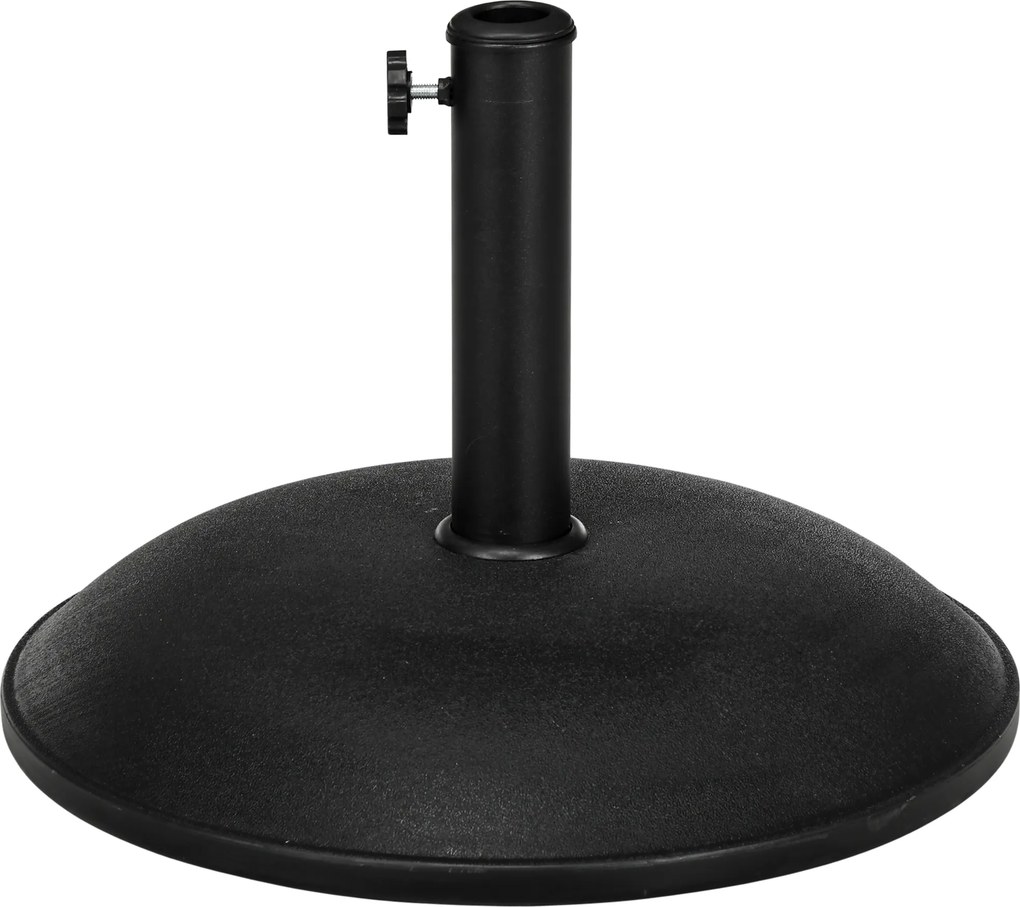 Base redonda para guarda-sol com peso de lastro Ø 49 x 34,5 cm (altura) Peso líquido 20 kg Cimento PVC preto