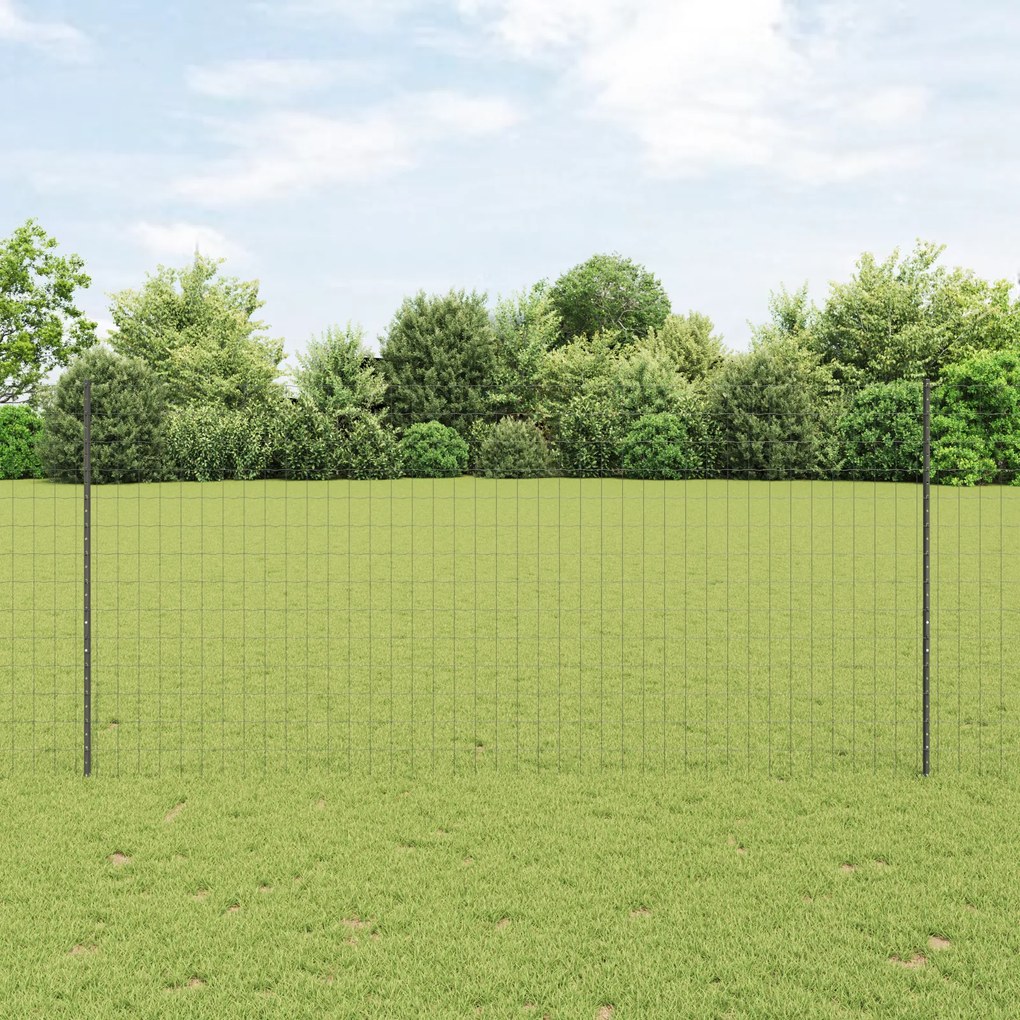 Cerca Euro com 10 Postes Cinza 1.4x10 m Aço
