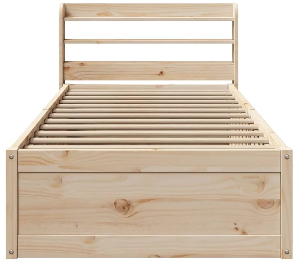 Estrutura de cama com cabeceira 90x200 cm pinho maciço