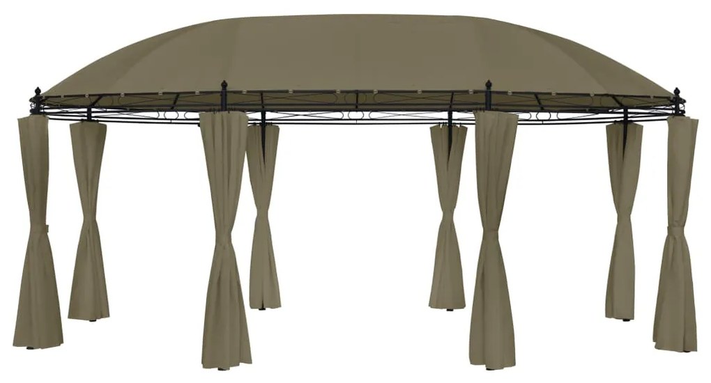 Gazebo c/ cortinas 520x349x255 cm 180 g/m² cinzento-acastanhado