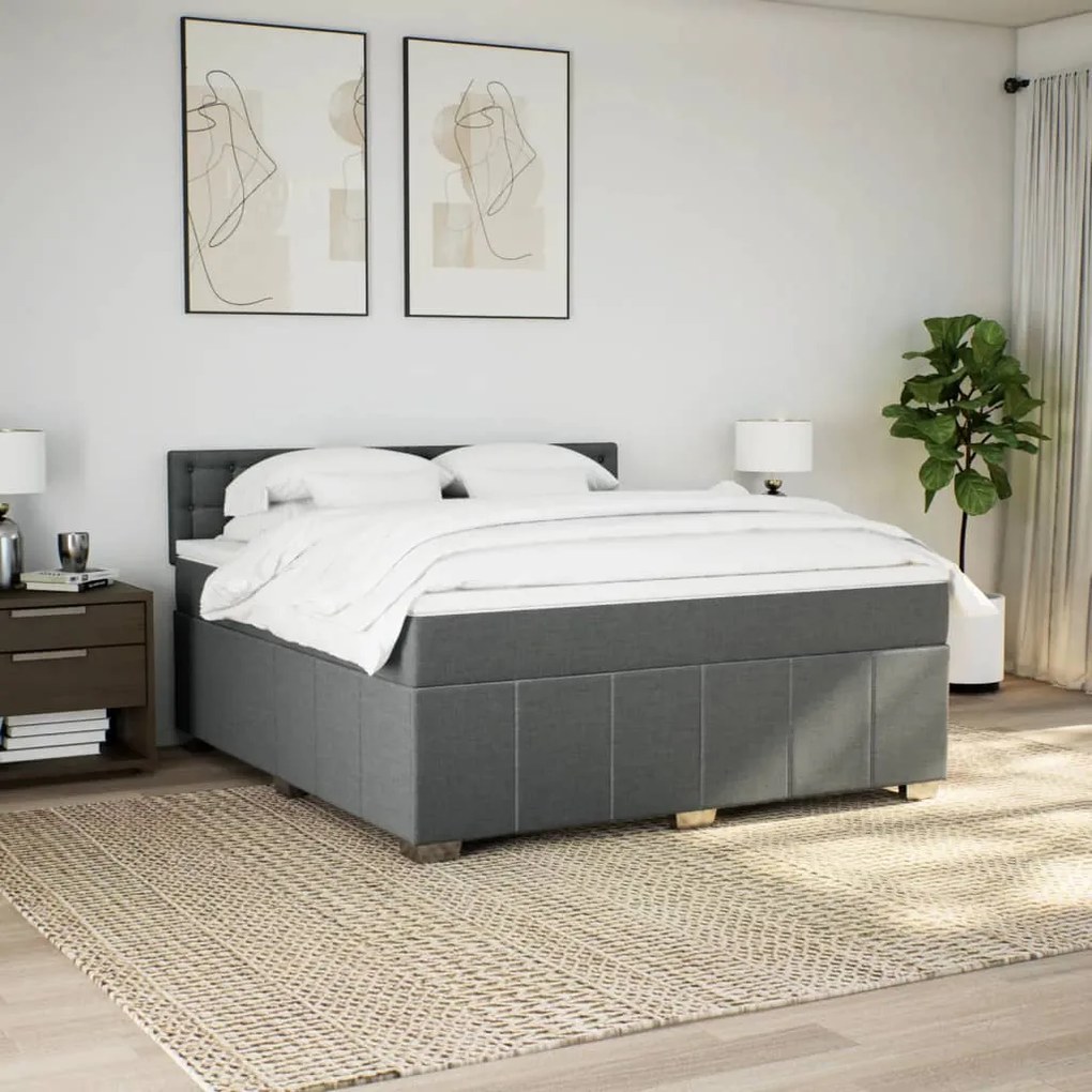 Cama com molas/colchão 180x200 cm tecido cinzento-escuro
