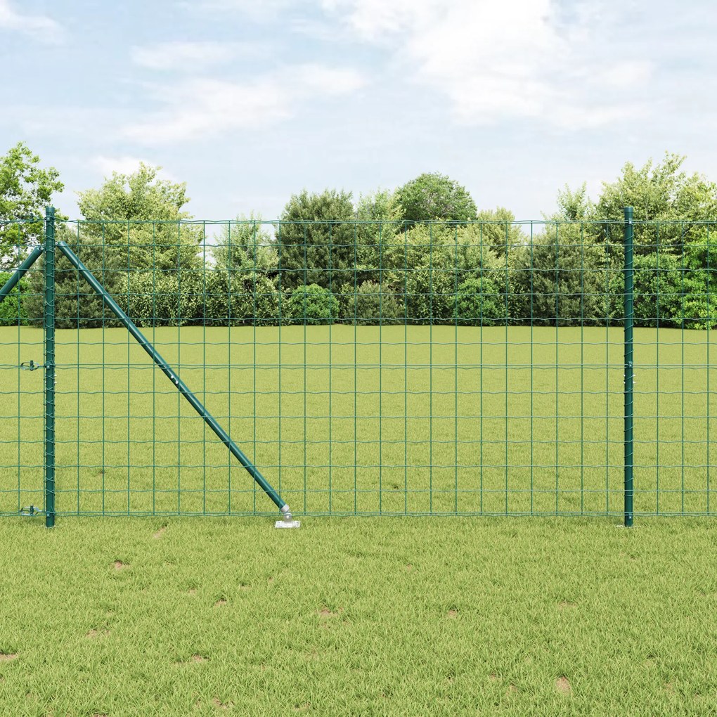 Cerca Euro com 7 Postes de Ponta 1.4x10 m Aço Galvanizado Verde