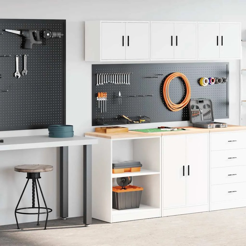 vidaXL Armários de garagem 2 pcs derivados de madeira branco
