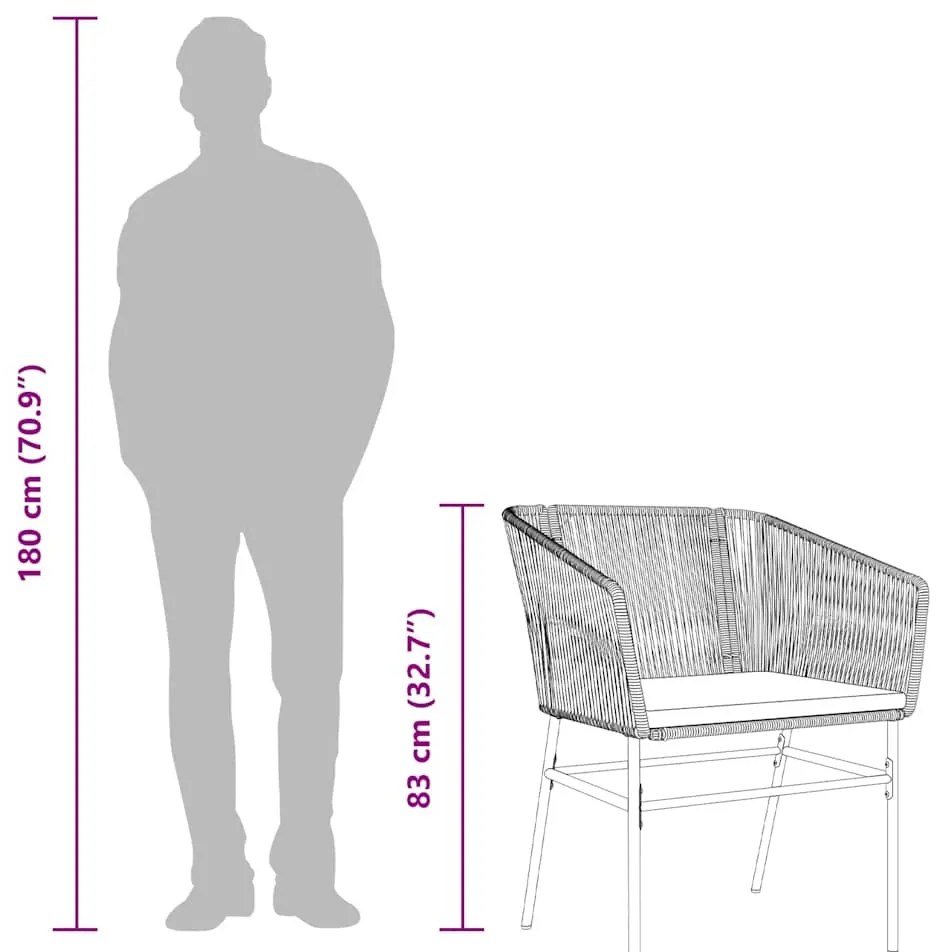 Conjunto de jantar jardim 7 peças almofadas vidro vime PE preto