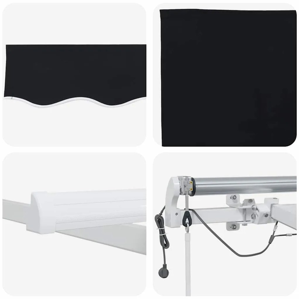 Toldo Retrátil Automático vidaXL com LED Preto 500x300 cm