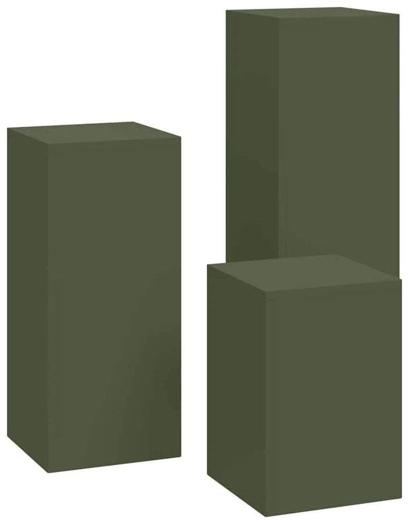 Suportes para Plantas ao Ar Livre Pilar 3 pcs Verde-Azeitona Aço