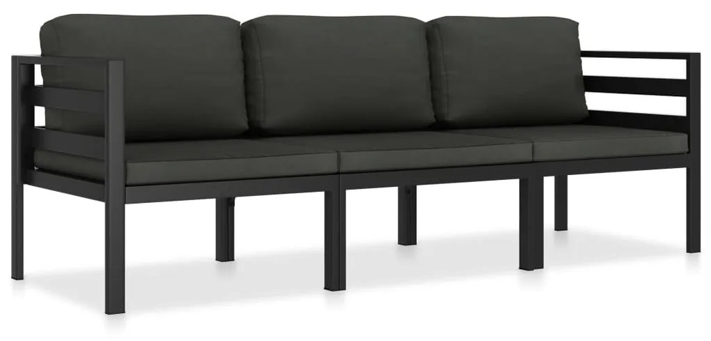 vidaXL 3 pcs conjunto lounge jardim com almofadões alumínio antracite