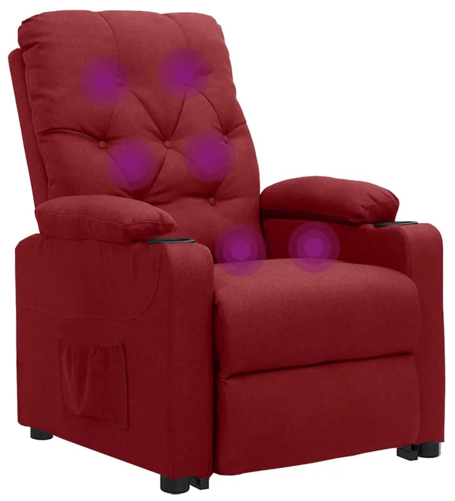 Poltrona elevatória de massagens tecido vermelho tinto