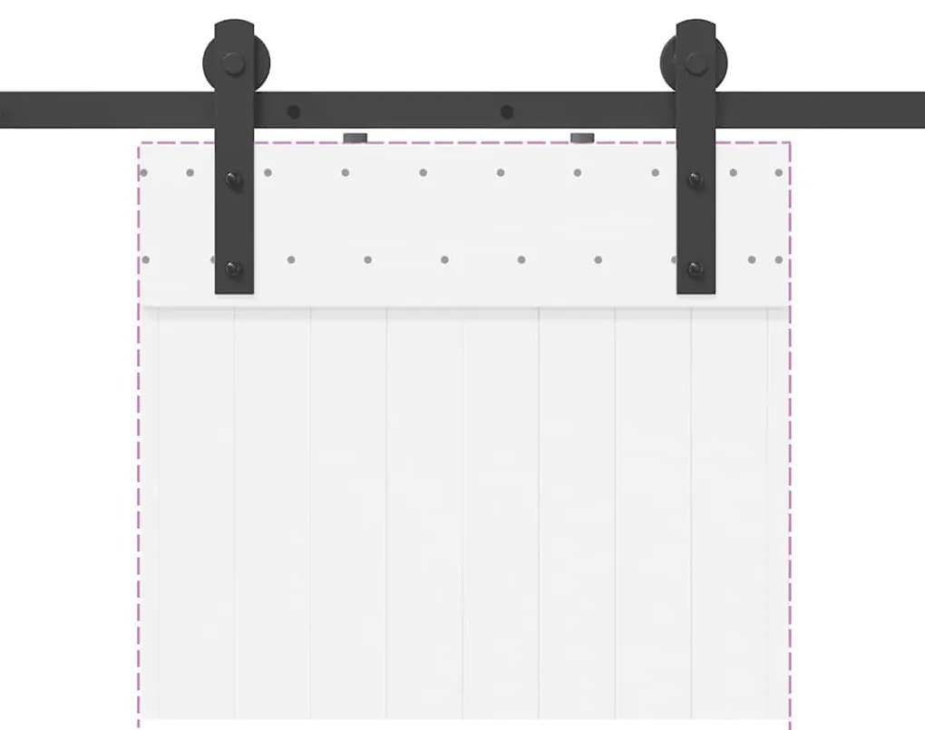 Kit de ferragens para porta deslizante 213,5 cm aço preto