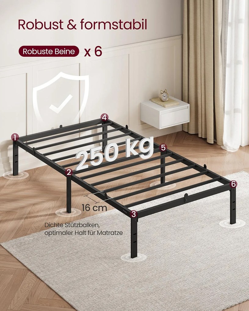Estrutura de cama individual em metal 90 x 200 cm moderna preto