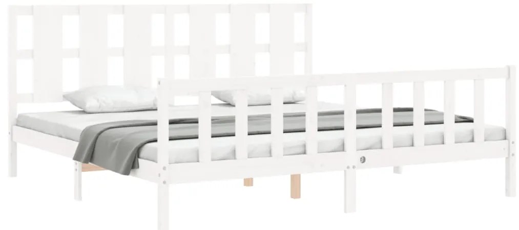Cama sem colchão 200x200 cm madeira de pinho maciça branco