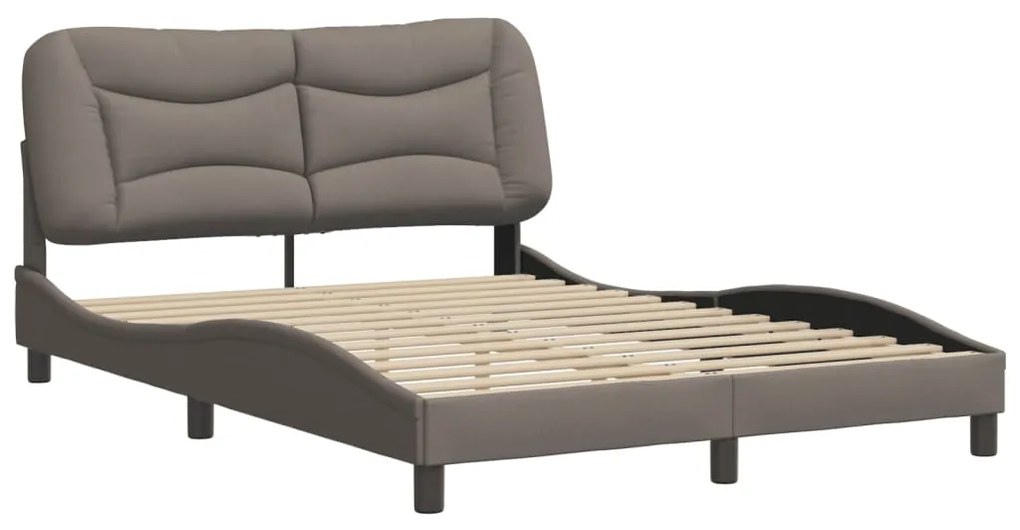 Cama sem colchão 140x200 cm tecido castanho-acinzentado