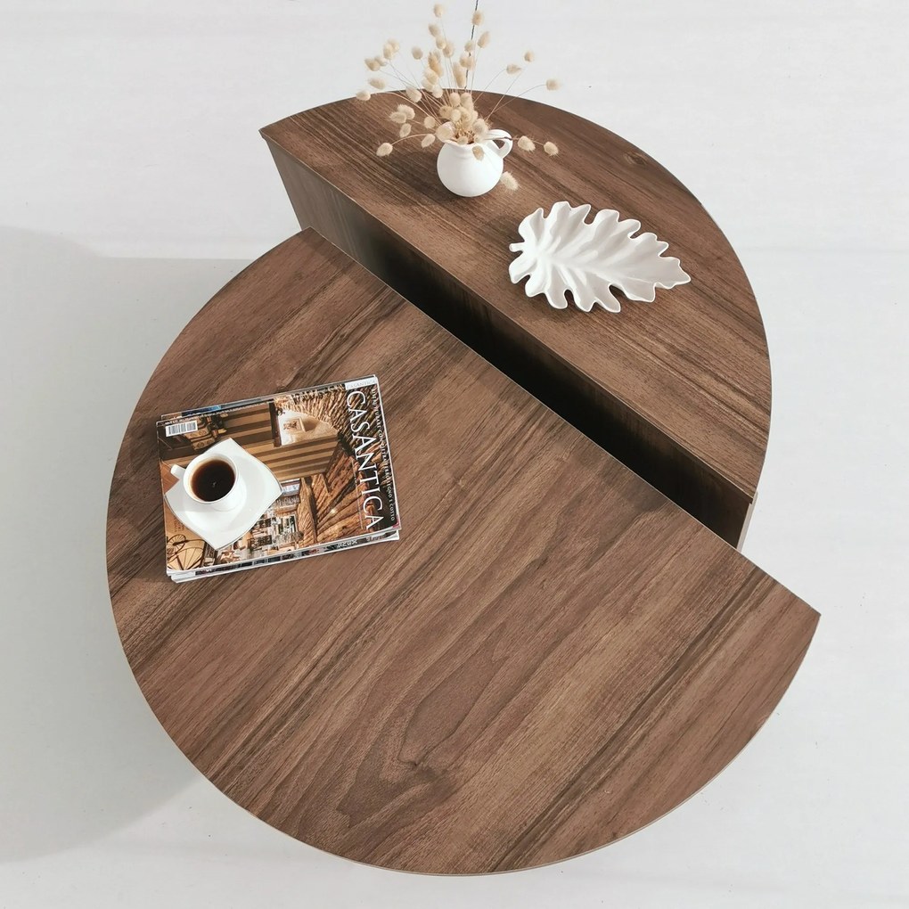 Mesa de Café Podium - Cor Nogueira - 90x30x60 cm e 85x35x30 cm