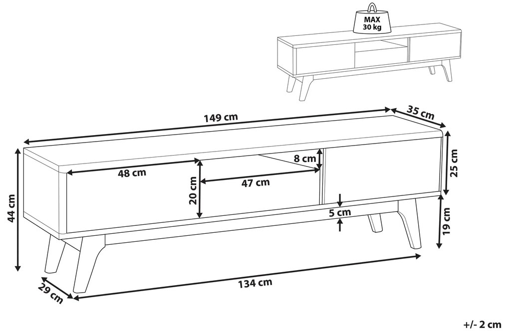 Móvel de TV com 1 gaveta e 5 prateleiras em madeira escura e branco EERIE Beliani