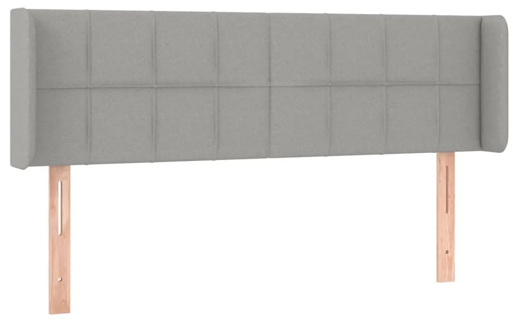 Cabeceira cama c/ luzes LED tecido 147x16x78/88 cm cinza-claro