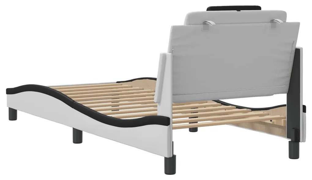 Estrutura de cama c/ cabeceira couro artificial 90x190cm