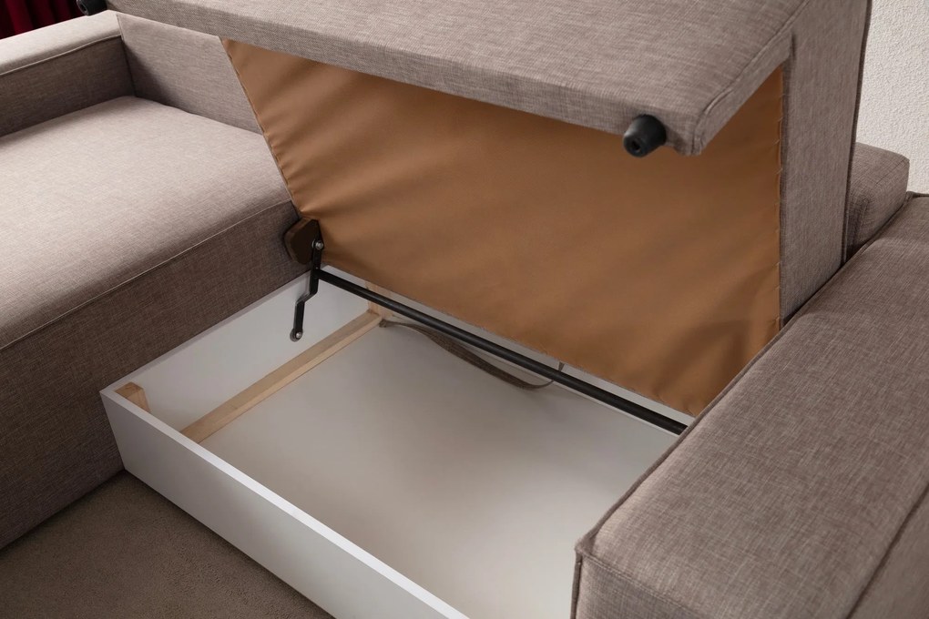 Sofá-Cama de Canto Pırlo – Castanho – 260x78x170 cm