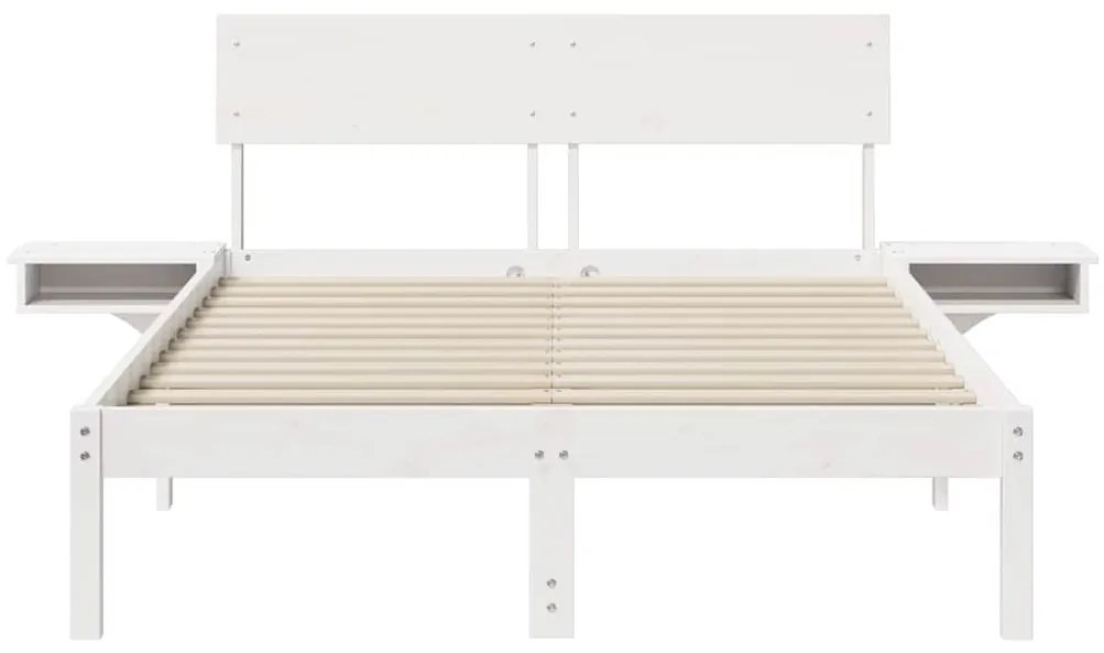 Estrutura de cama com mesas de cabeceira Branco 120 x 190 cm