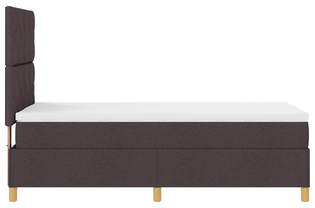 Cama Box Spring com Colchão Castanho Escuro 90x200 cm Tecido