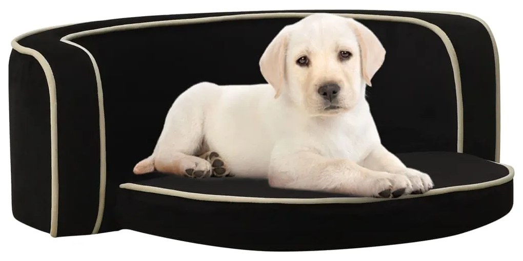 vidaXL Sofá p/ cães dobrável 73x67x26 cm almofadão de pelúcia preto