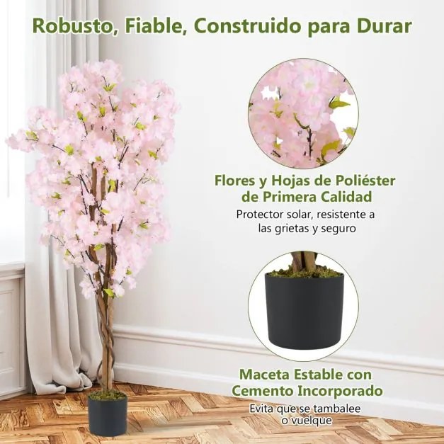Conjunto 2 Árvores de cerejeira 150 cm em vaso Decoração de quarto de criança para escritório em casa Rosas