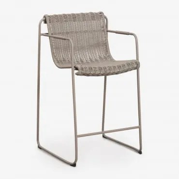 Pack De 4 Bancos Altos Empilháveis Com Braços Em Rattan Sintético E Aço Revia Moka Brown & ↑65 Cm - Sklum