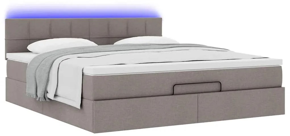 Estrutura de cama otomana com colchão tecido cinzento 160x200cm