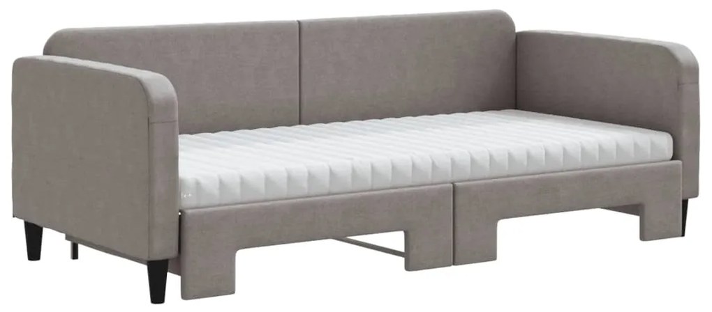Sofá-cama c/ gavetão/colchões 90x200cm tecido cinza-acastanhado