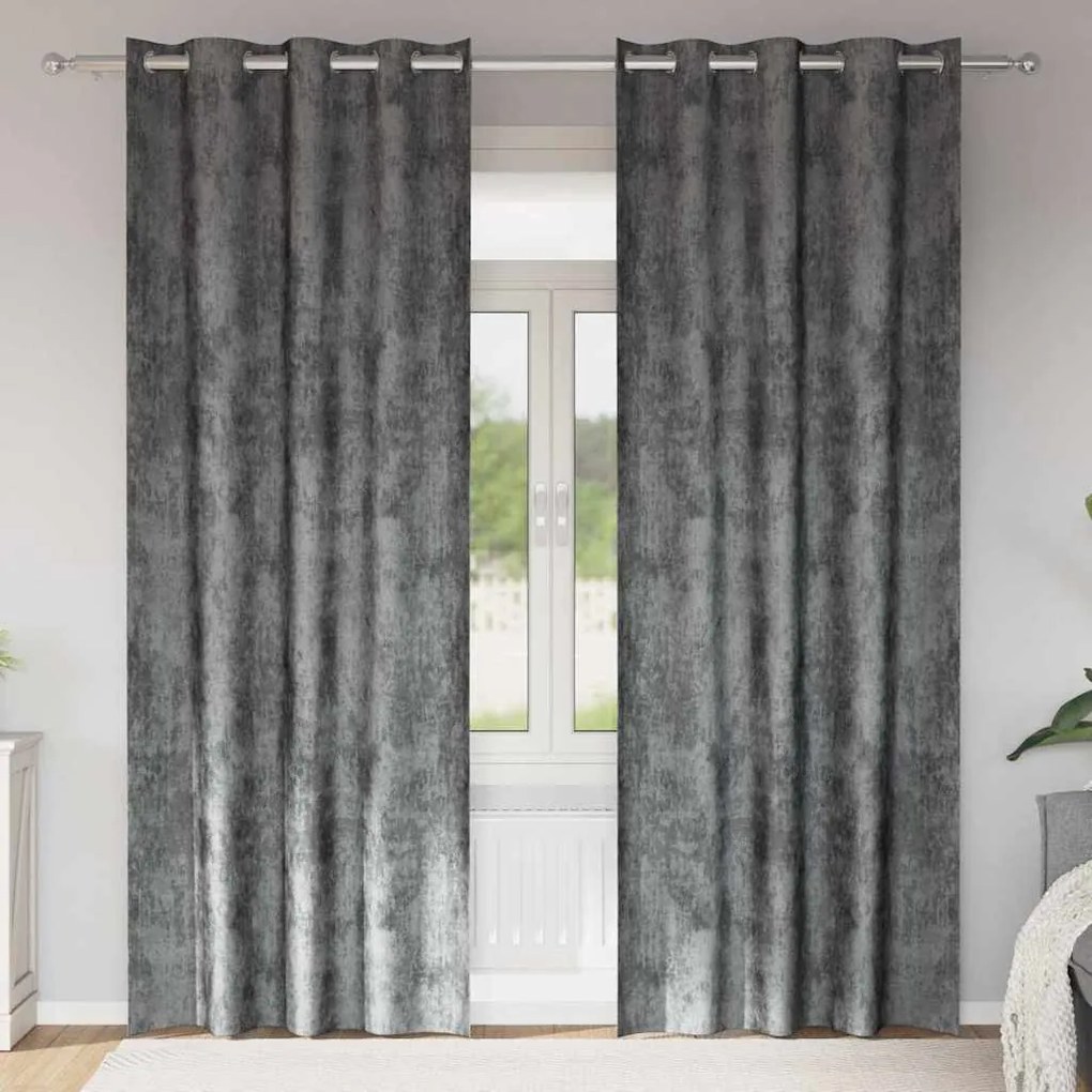 vidaXL Cortinas de Veludo 2 pcs Cinzeto 260 x 140 cm Veludo