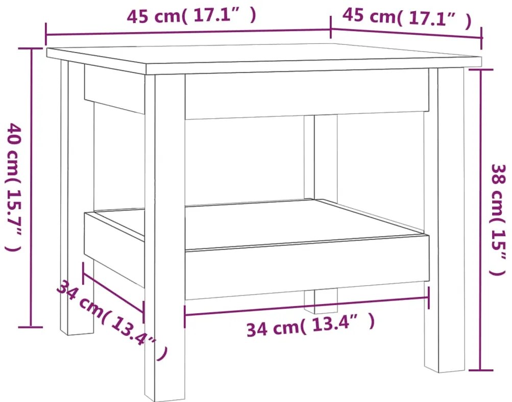Mesa de centro 45x45x40 cm pinho maciço cinza