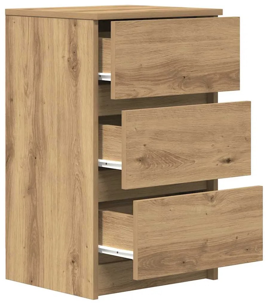 Mesas de cabeceira 3 gavetas 2pcs 39x35x65cm carvalho artisiano