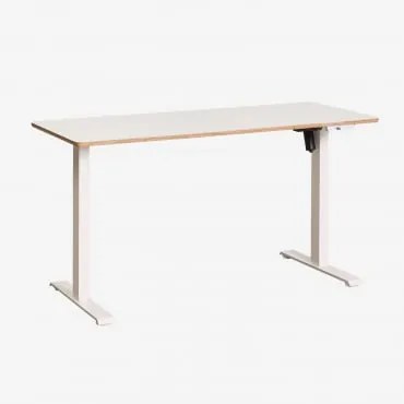 Escrivaninha Elevatória Elétrica Retangular Com Função De Memória Em Madeira E Ferro Serpi Madeira Branca & ↔︎ 140 Cm & Branco - Sklum