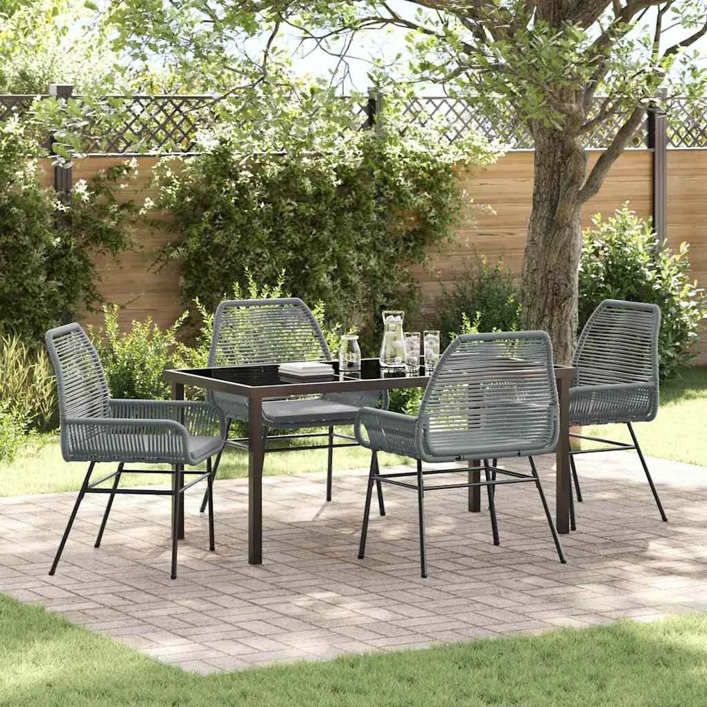 vidaXL Conjunto de Jantar de Jardim 5 Peças com Almofadas Cinza