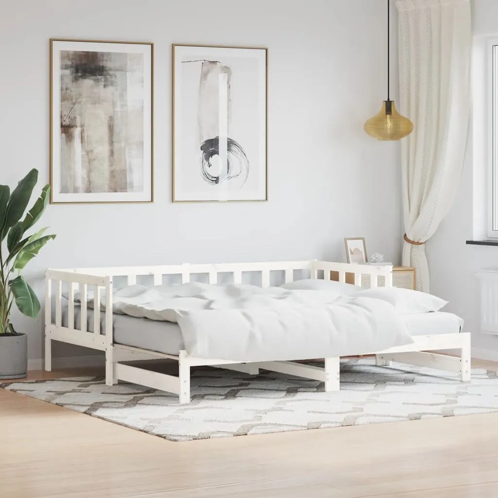 vidaXL Sofá-cama com gavetão 80x200 cm madeira de pinho maciça branco