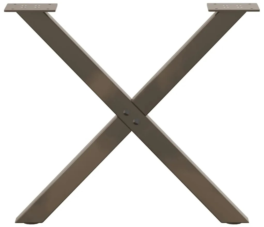 Pés para mesa de centro em formato de X, 2 peças, aço natural, 50x(42-