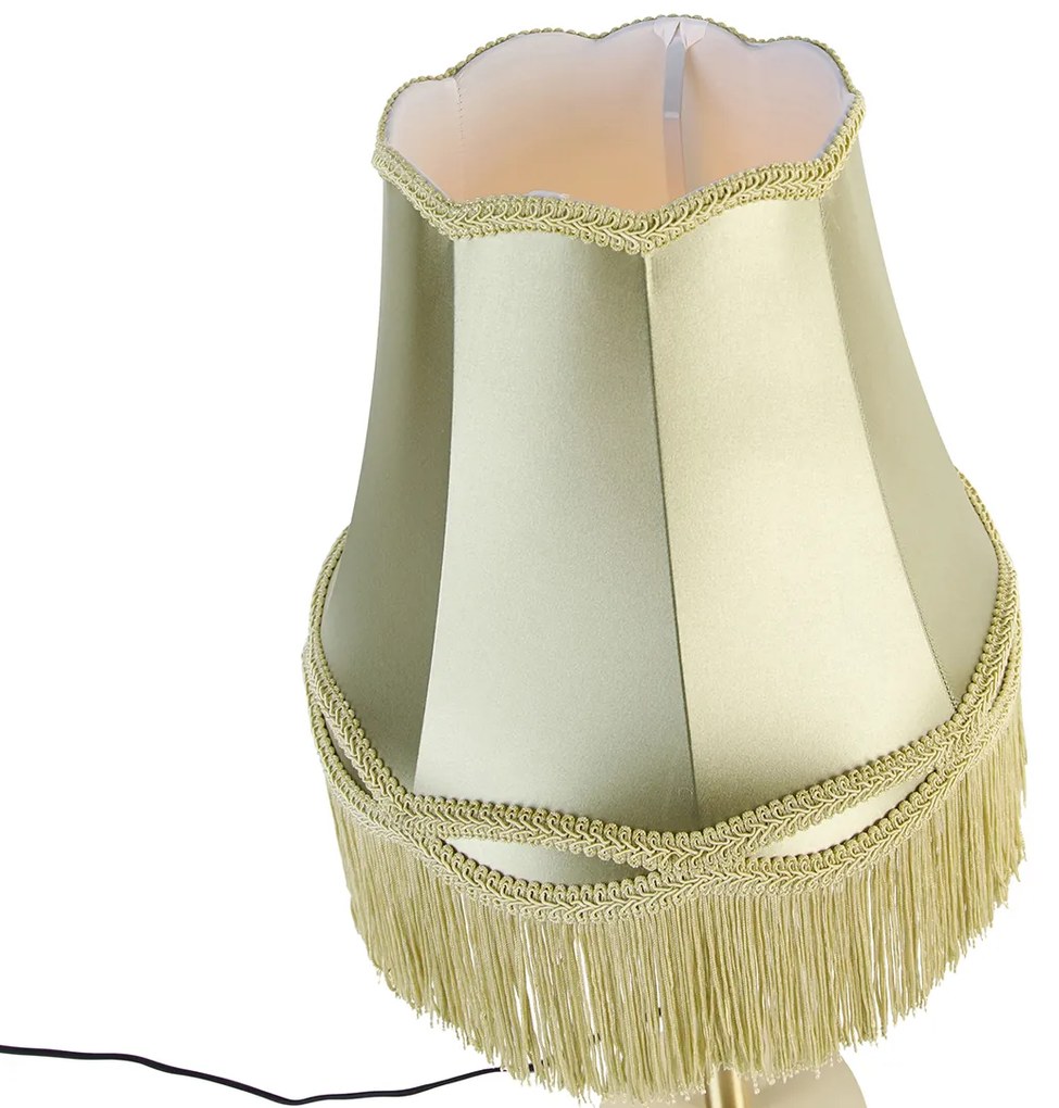 Candeeiro de mesa clássico latão com cúpula verde Granny 30 cm - Simplo Clássico / Antigo