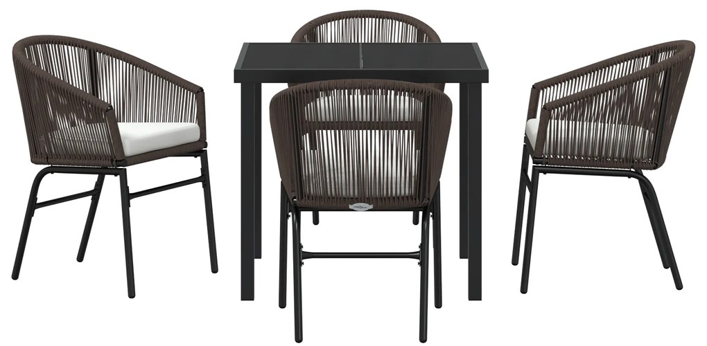 Conjunto de Jantar de Jardim 5 Peças Marrom Rattan PE
