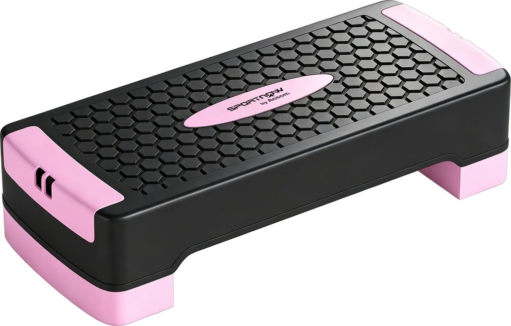 SPORTNOW Stepper Fitness Regulável em 2 Níveis, 11/16 cm com 2 Bandas de Resistência, Capacidade 120 kg, Rosa e Preto | Aosom Portugal