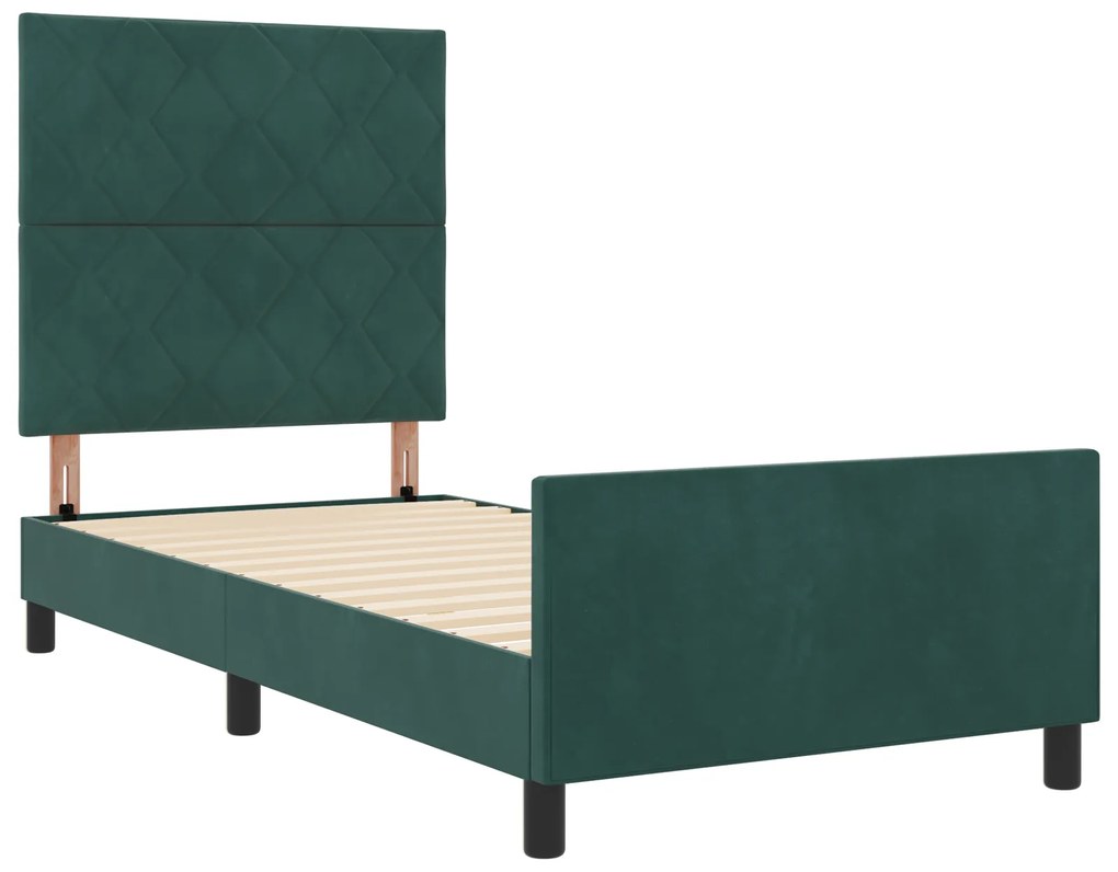 Cama vidaXL Verde Escuro 90x200 cm Veludo