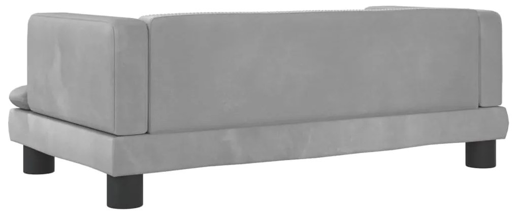 Sofá infantil 80x45x30 cm veludo cinzento-claro