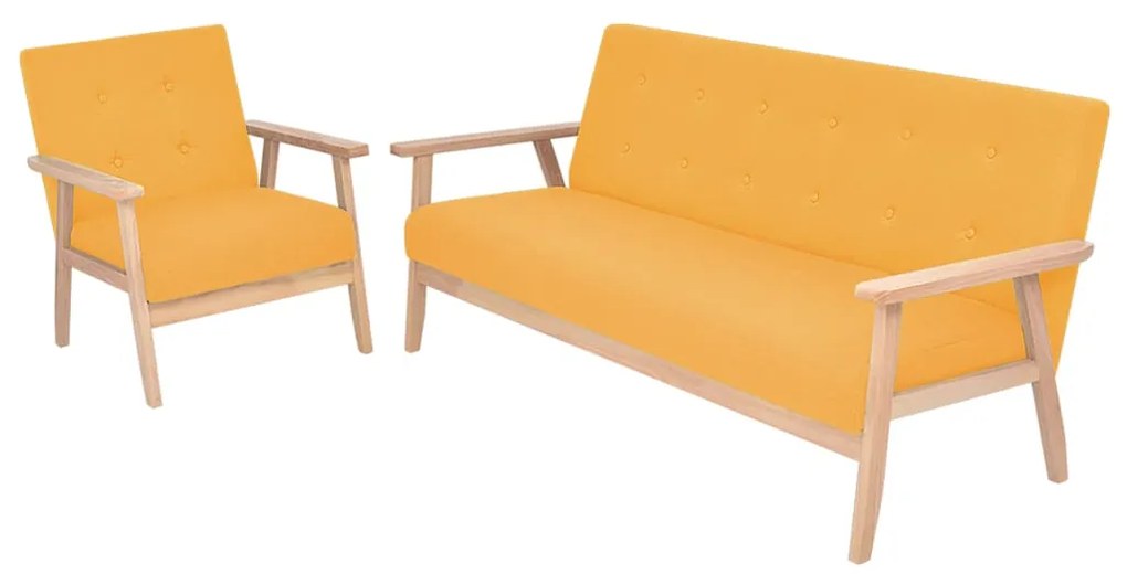 vidaXL Conjunto de sofás 2 pcs tecido amarelo