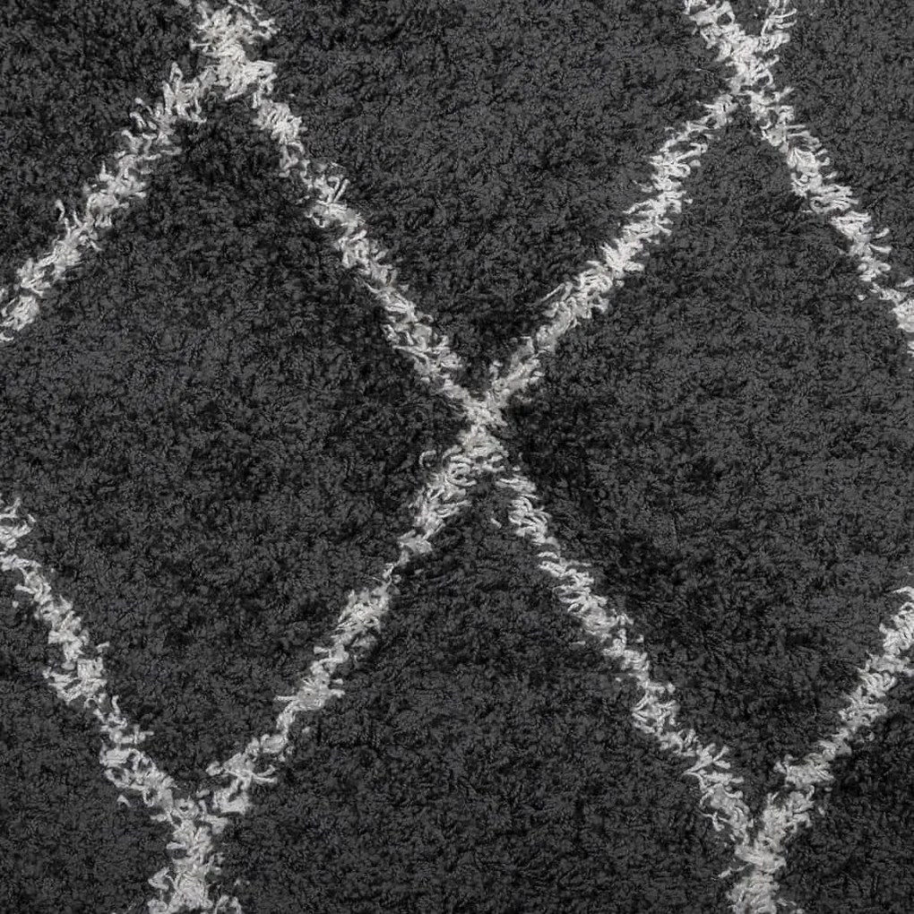 Tapete shaggy de pelo alto PAMPLONA 300x400 cm preto e creme