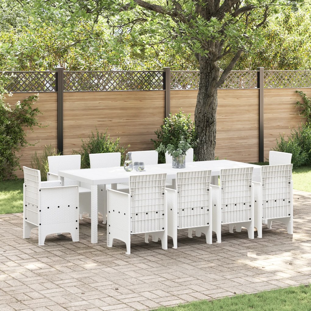 vidaXL Conjunto de Jantar para Jardim 11 Peças Branco Polirattan